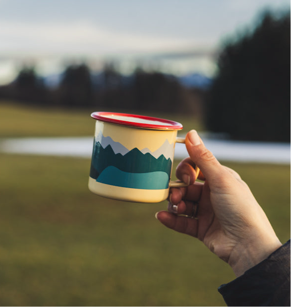 2. Wahl - Emaille Tasse Berge
