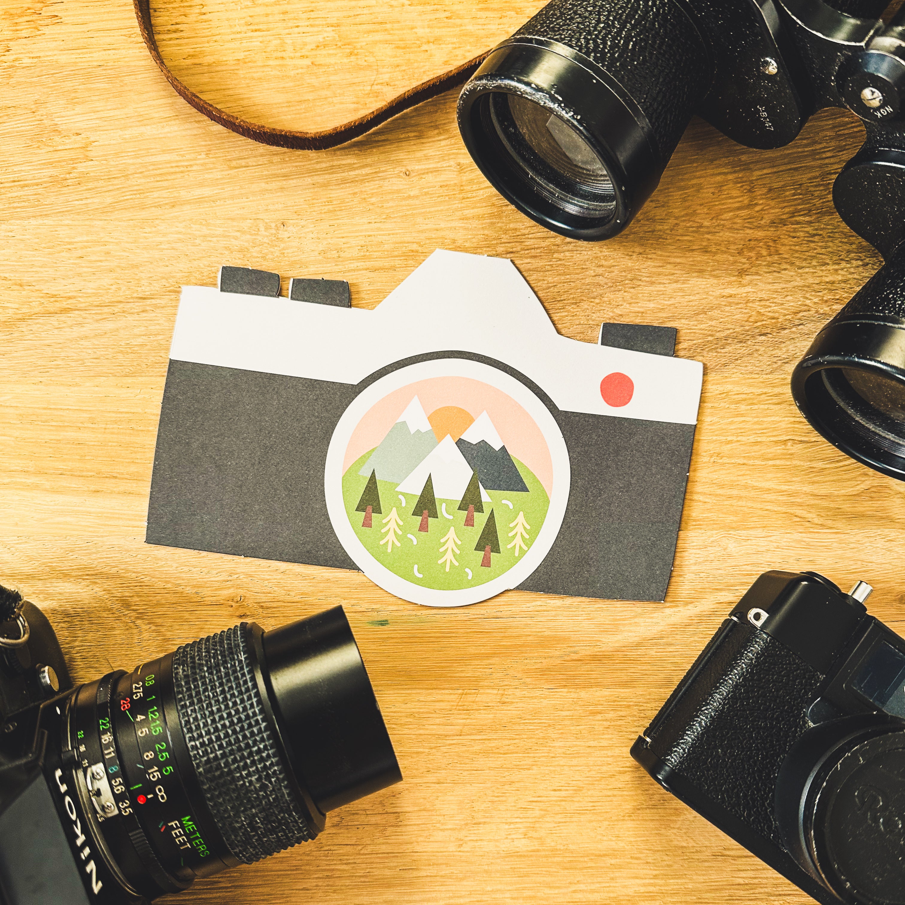 Postcard punched camera