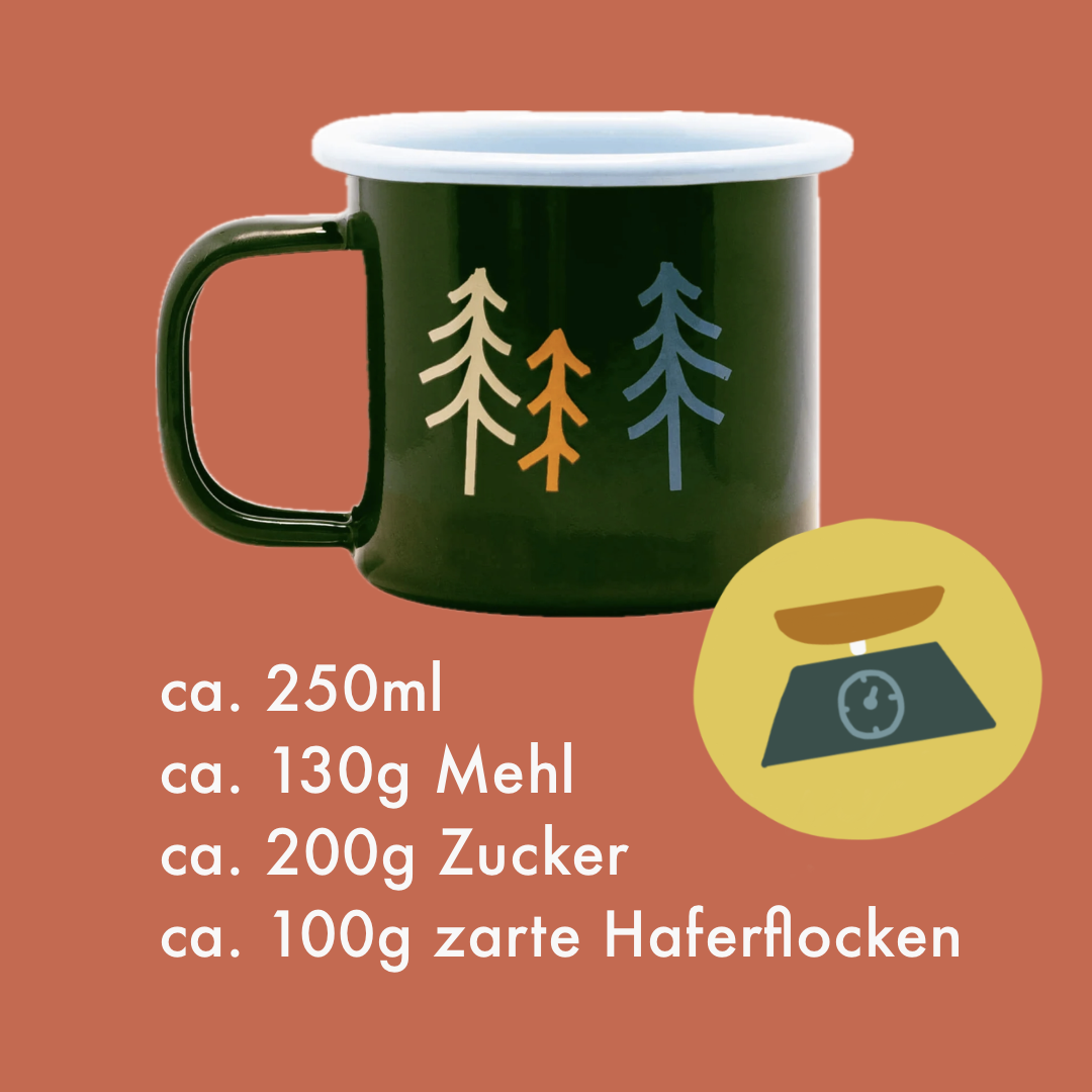 Kleine Emaille Tasse als Messbecher fürs Camping von ROADTYPING