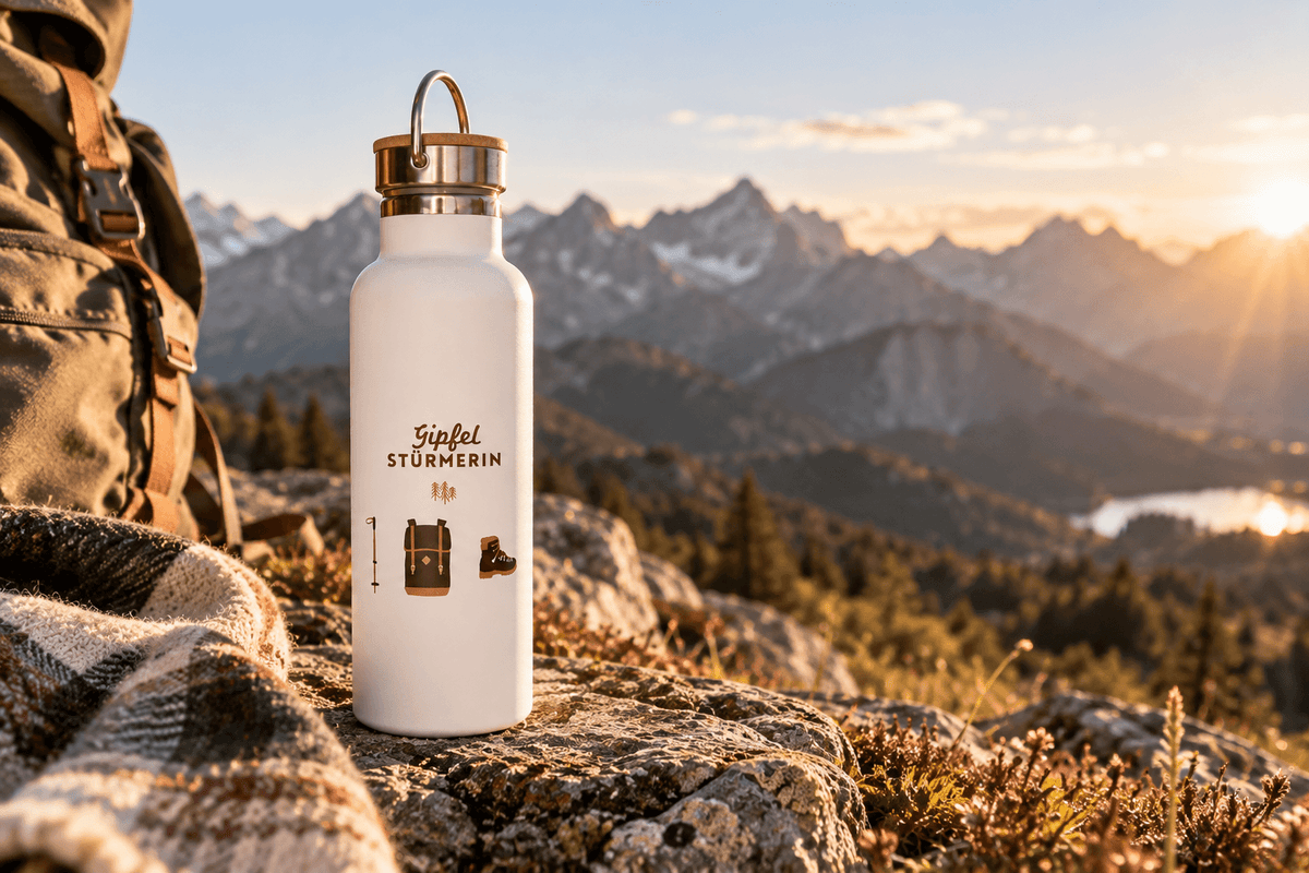 Isolierte Flasche Gipfelstürmerin