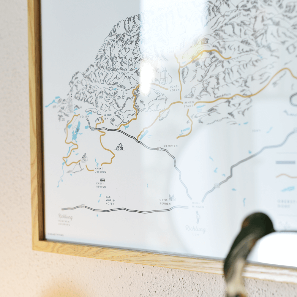 Roadtyping art print poster Plakat allgäu die schönsten strassen