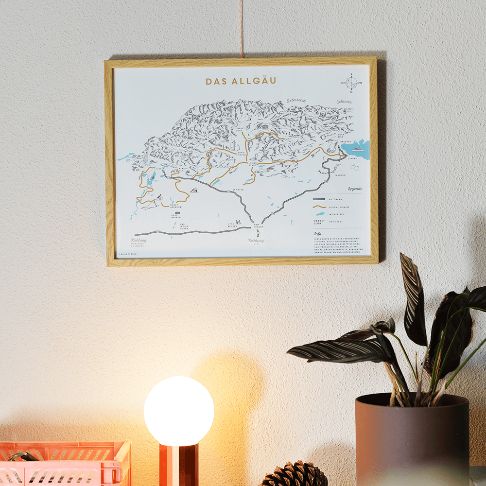 Roadtyping art print poster Plakat allgäu die schönsten strassen
