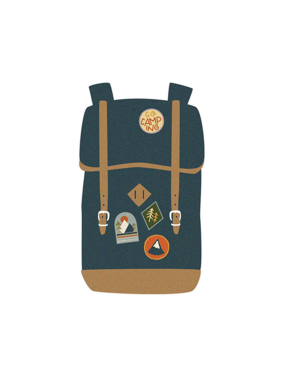 Stanzpostkarte von Roadtyping in Form eines grünen Rucksacks