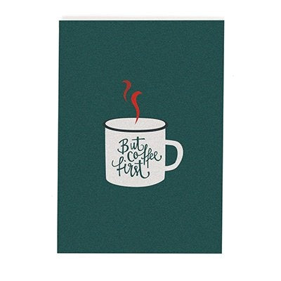 Postkarte von Roadtyping Coffee first