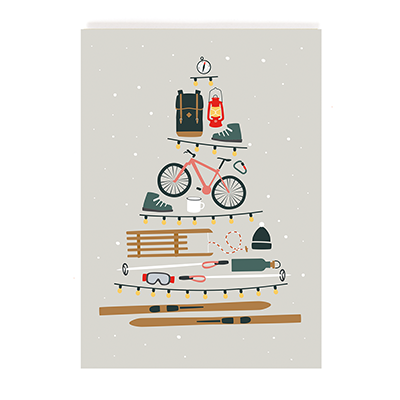 Postkarte Weihnachtsfeier-Sport-Baum von Roadtyping