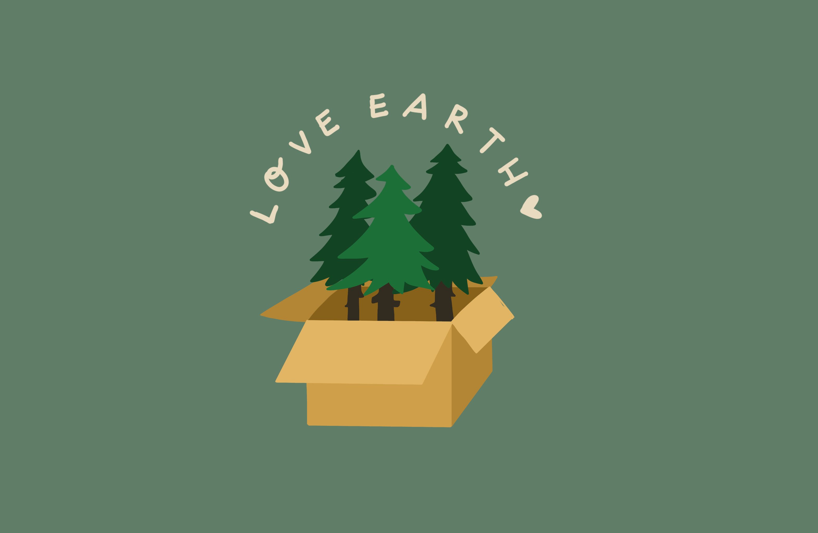Love Earth, unser nachhaltiger Versand, hier wachsen die Bäume aus dem Karton, recycling