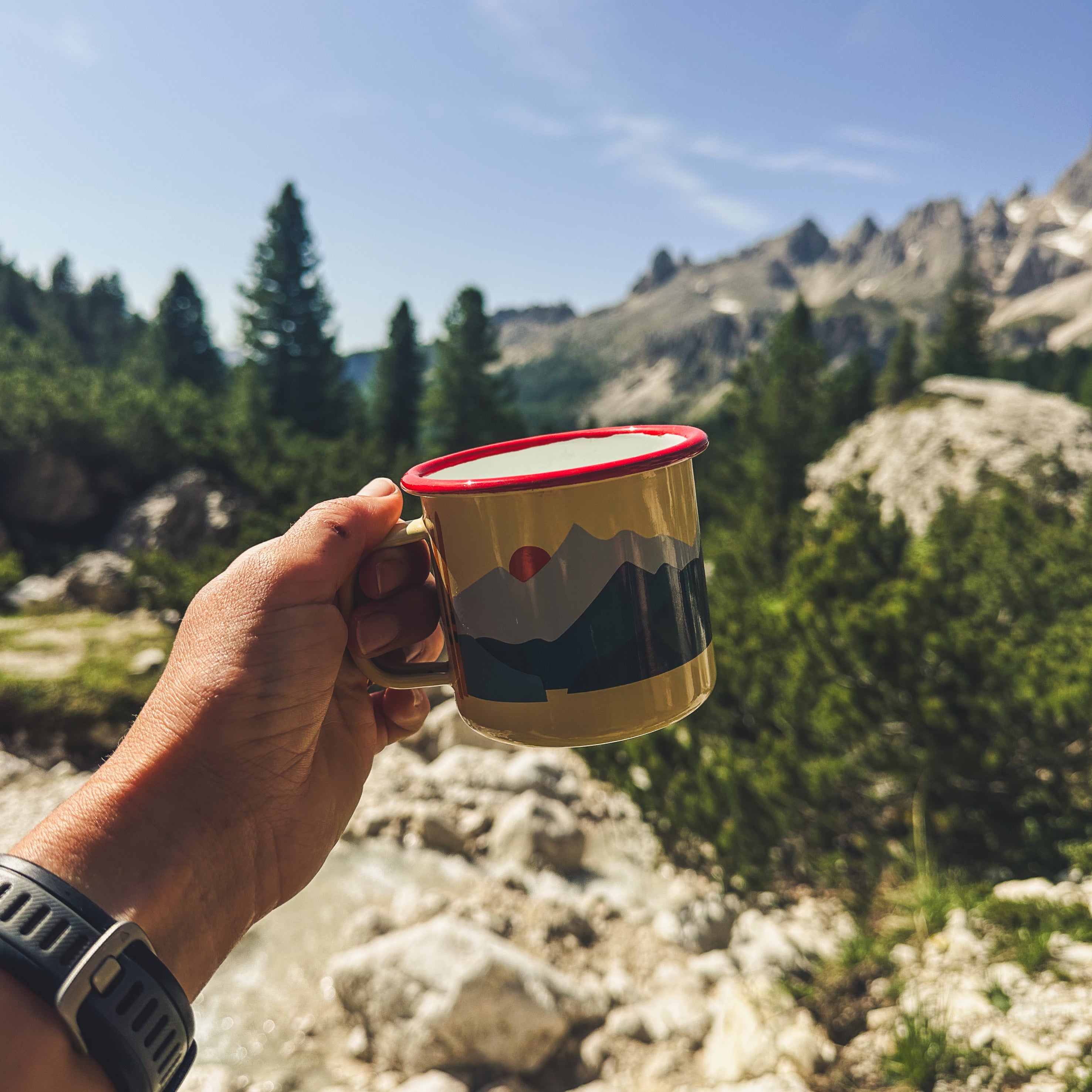 Emaille Tasse Berge