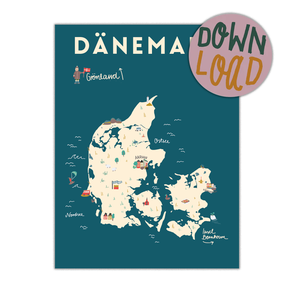 Print Dänemarkkarte zum Download