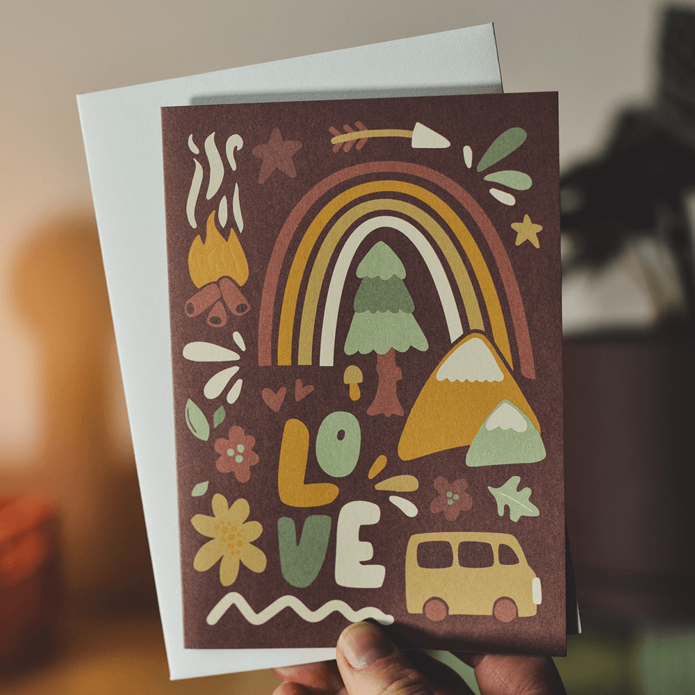 Greeting card 70ies Love 