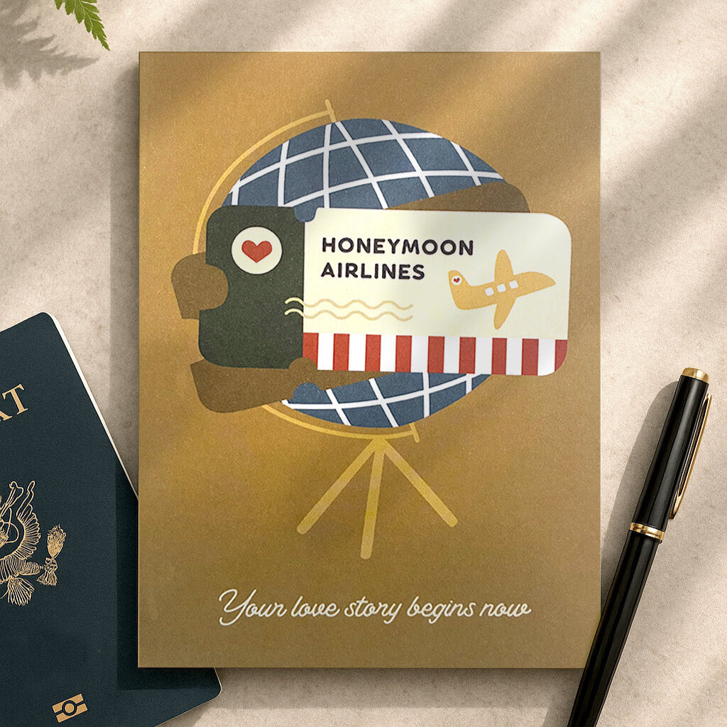 Grußkarte Hochzeit Flitterwochen Reise