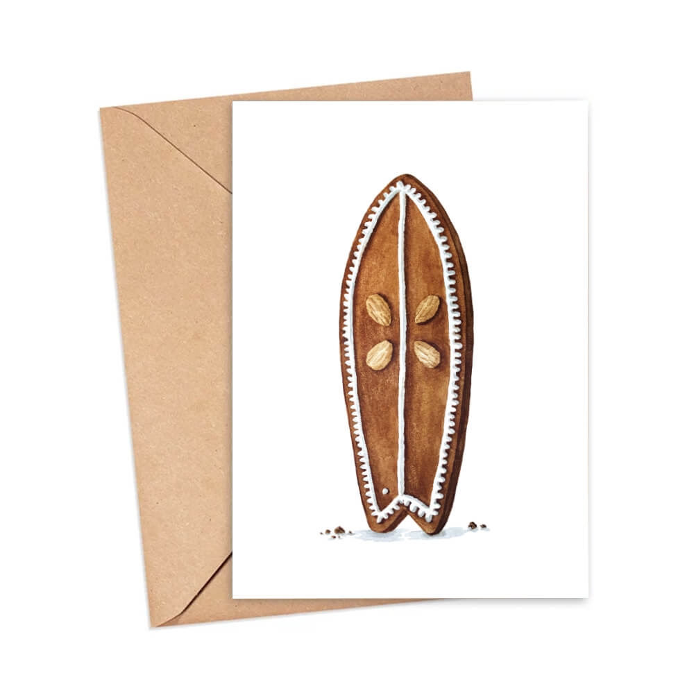 Grußkarte Lebkuchen Surfbrett