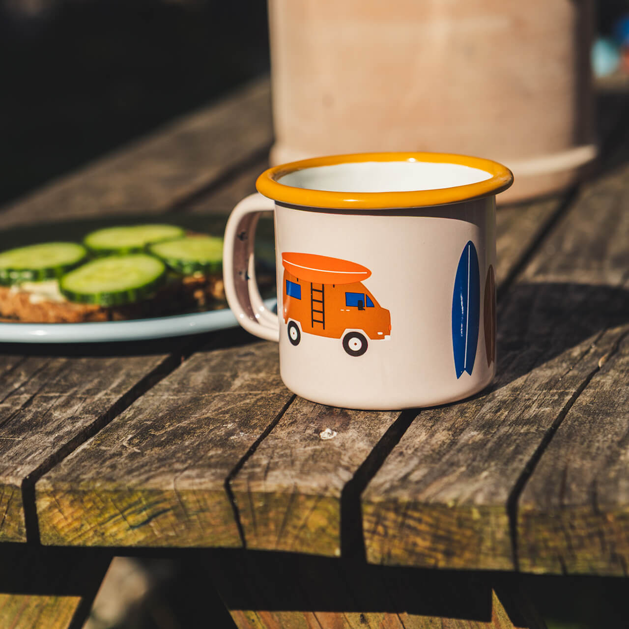 Kleine Emaille Tasse Go Offroad Camping