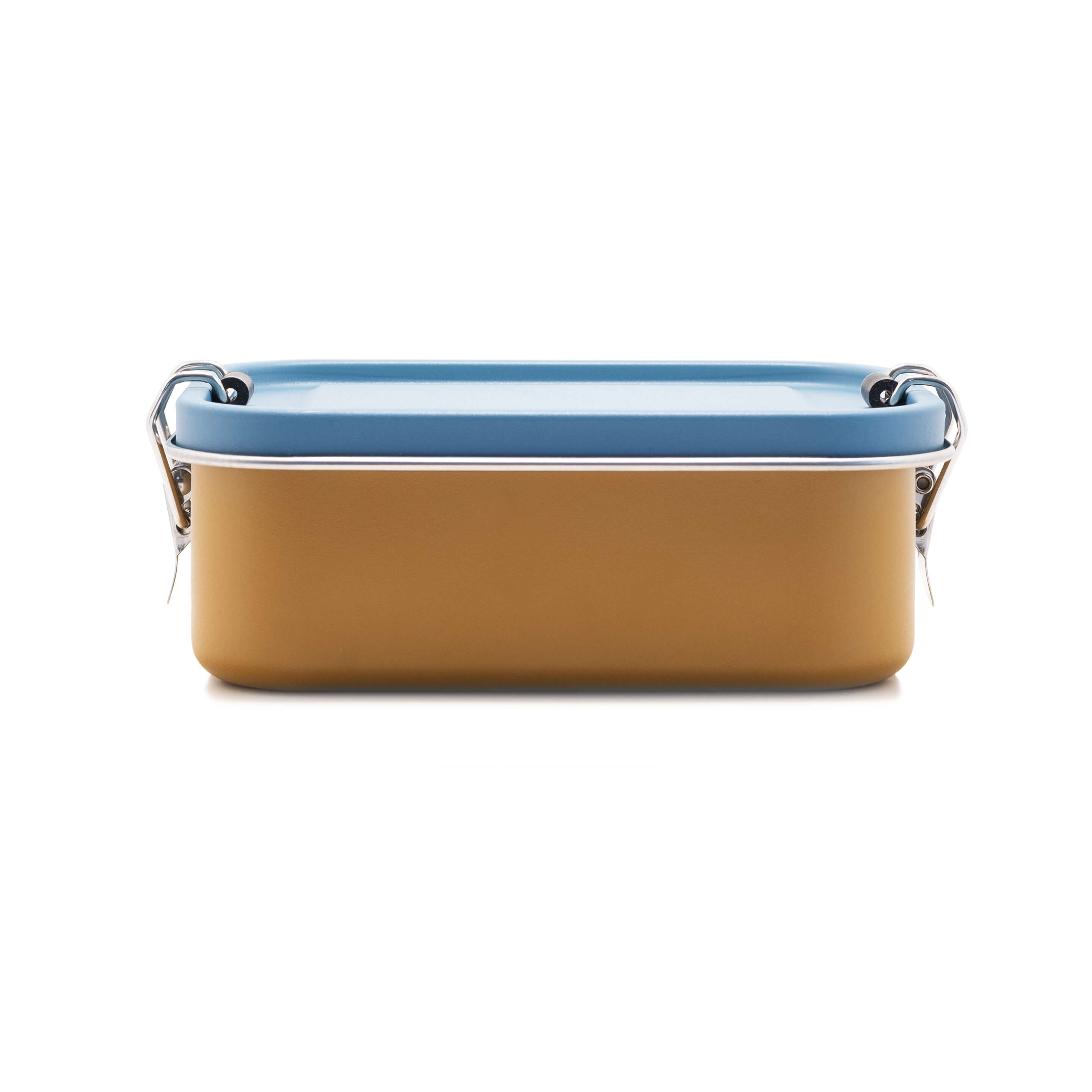 Senfgelbe Lunchbox und auslaufsichere Brotdose Blau