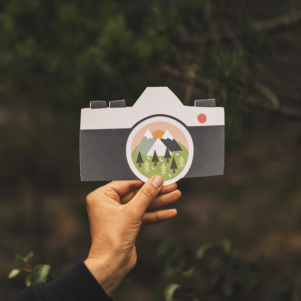 Postcard punched camera