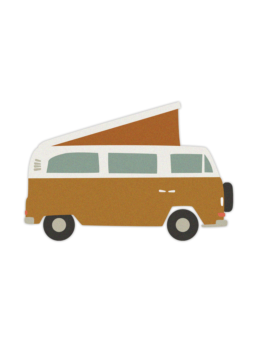 Camping-car perforé en carte postale