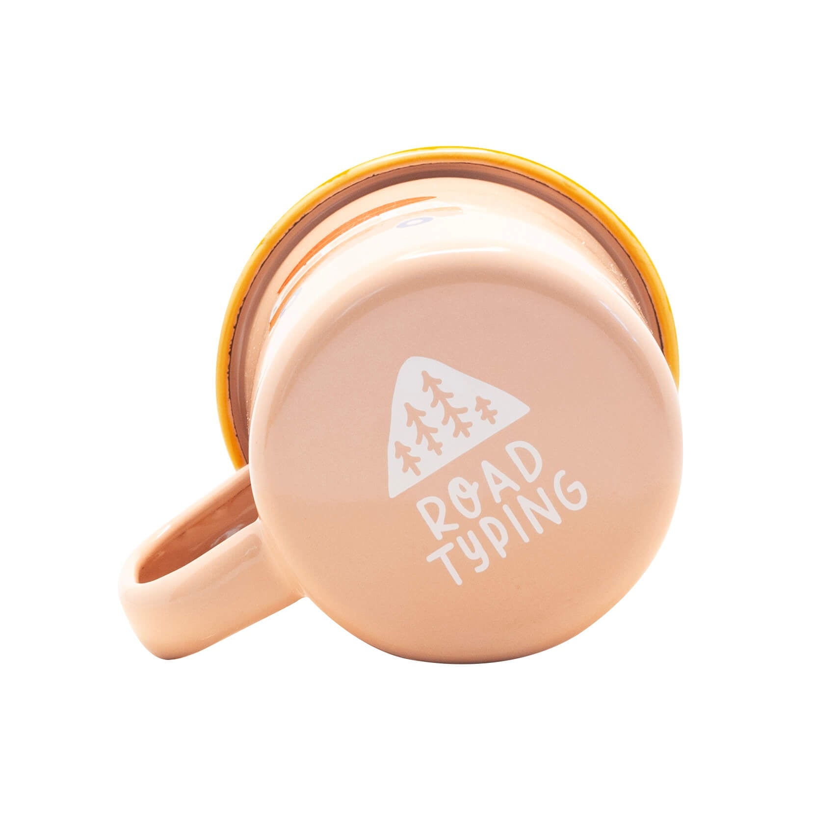 Roadtyping Kinder Emaille Becher go Camping in rosa und gelb