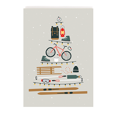Postkarte Weihnachts-Sport-Baum