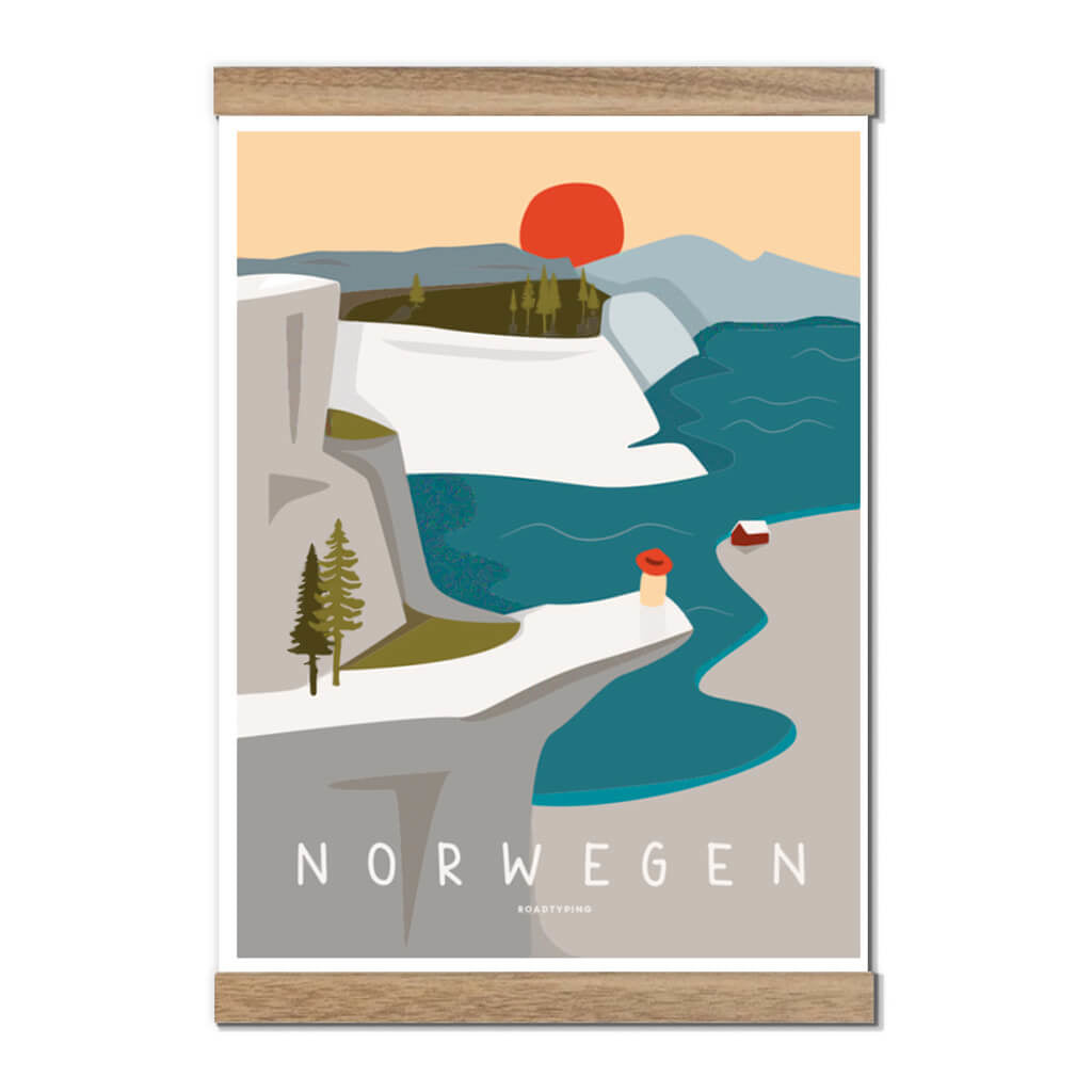Roadtyping art print poster Norwegen Landkarte Skandinavien