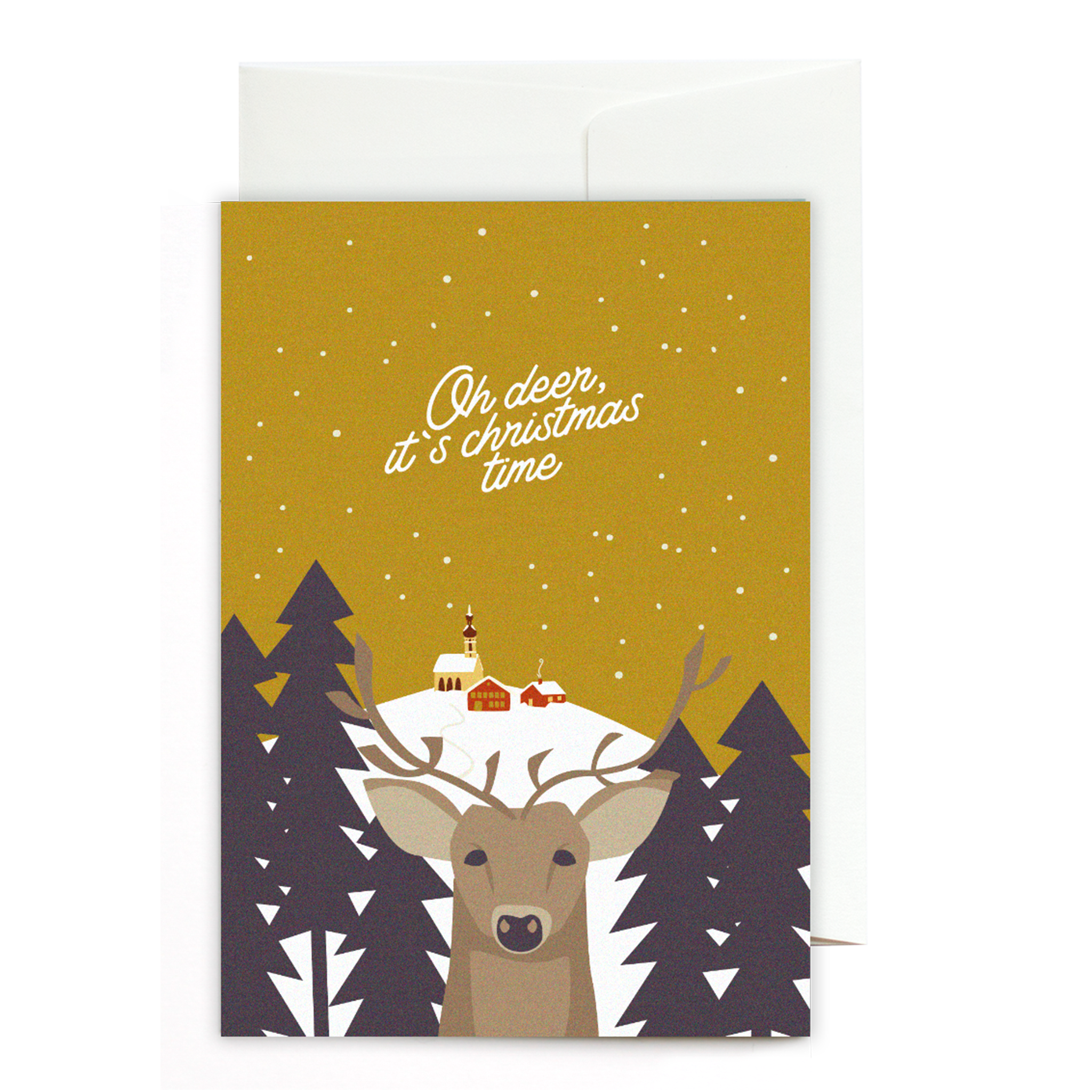 Greeting card Oh deer it's Christmas time
